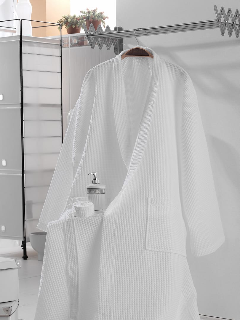 Waffle Bathrobe hanging on Rail