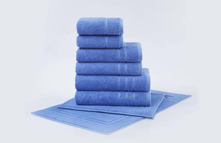 500GSM ocean blue towels – stacked neatly